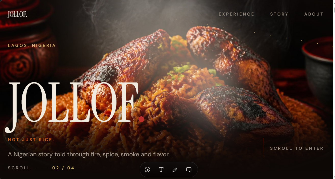 Jollof 3D immersive storytelling website