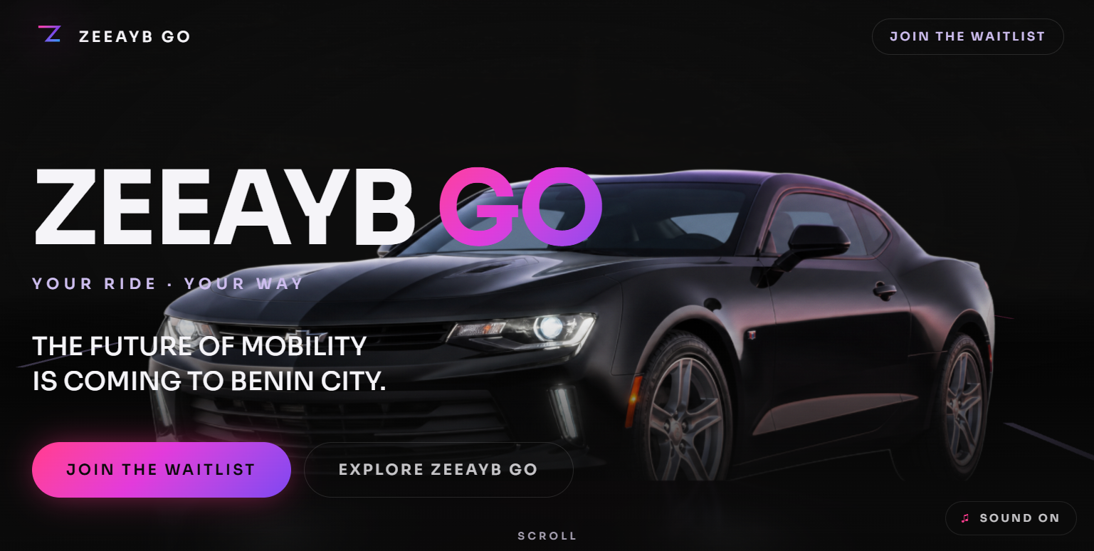 Zeeayb Go ride-hailing waitlist website